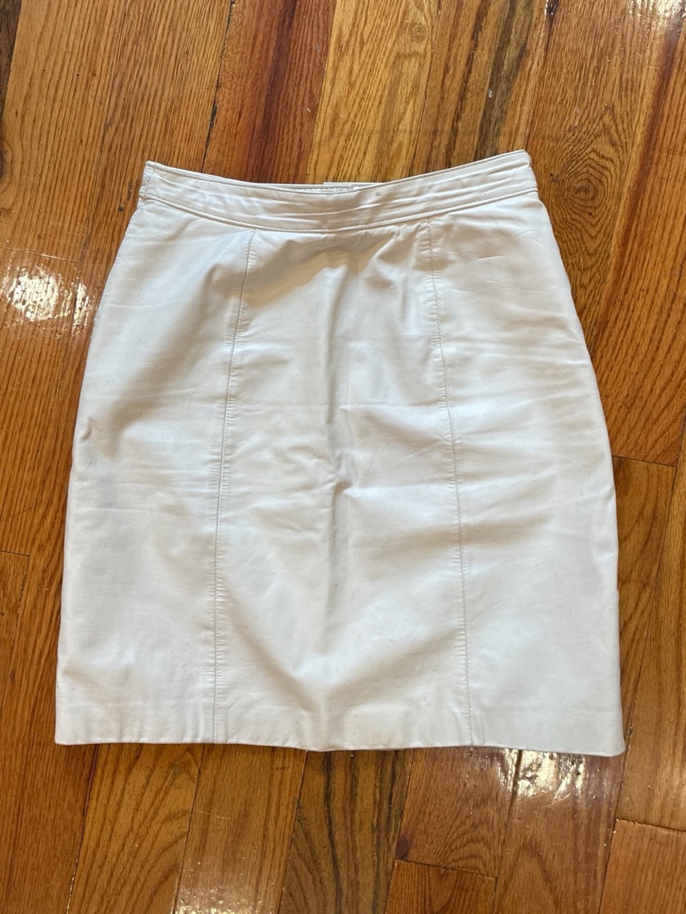 Vintage 100% Genuine Leather White Women's Pencil Skirt